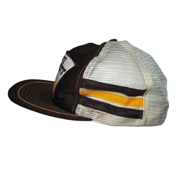 Levi Garrett Vintage 5 Star 80s 3 Stripe Mesh Trucker Snapback Hat Brown OS - Picture 2 of 9